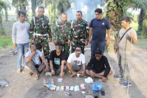 Gerebek dan Bakar Barak Narkoba di Perladangan Sawit, Kodim 0209/LB Amankan 4 Pria