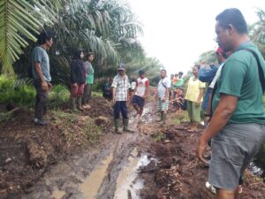 Warga Keluhkan PT SMART Kebun Adipati Marbau Timbun Jalan Pakai Lumpur
