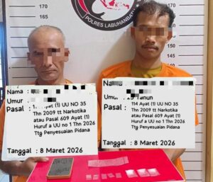 Satresnarkoba Polres Labuhanbatu Tangkap Dua Pengedar Sabu di Bilah Barat