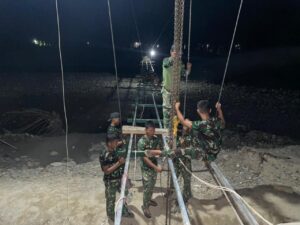 Satgas Kodam I/BB Rampungkan Pembangunan Jembatan Perintis Garuda