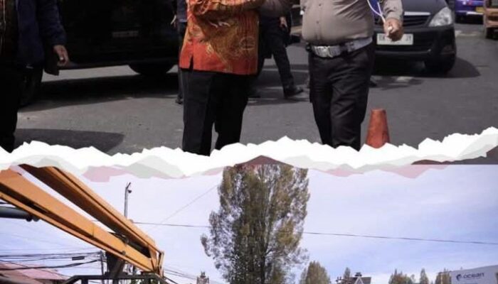 Bupati Karo Tinjau Langsung Kerusakan Tugu Perjuangan Berastagi Akibat Ditabrak Truk
