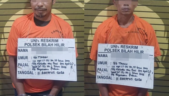 Ungkap Peredaran Ganja di Negeri Lama, Polsek Bilah Hilir Tangkap Dua Pria
