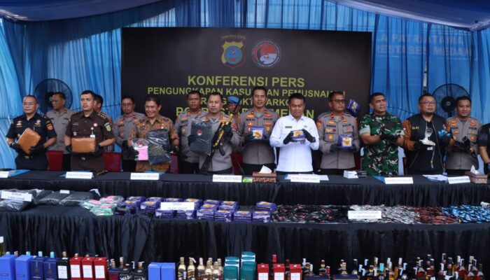 Polrestabes Medan Ungkap 1.187 Kasus Narkoba dan Musnahkan Puluhan Kilogram Barang Bukti